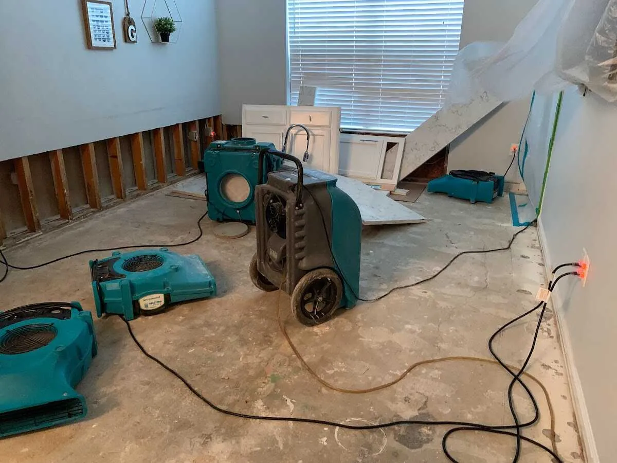Dehumidifier in flood-cut room for Water Damage Restoration in Chalmette
